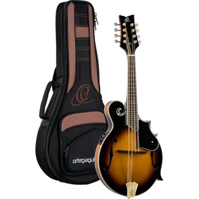 Ortega Guitars Ortega RMFE90TS Mandoline F-Style Preamp-systeem, massieve sparrendeken, serie tobacco sunburst in hoogglans afwerking met leren riem en hoogwaardige gigbag Ortega Guitars Ortega RMFE90TS Mandoline F-Style Preamp-systeem, massieve sparrendeken, serie tobacco sunburst in hoogglans afwerking met leren riem en hoogwaardige gigbag
