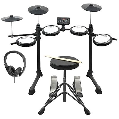 Axus AXK4 Electronic Drum Kit Starter Pack Voor Beginners Met Stille Mesh Drumkussens, Sticks, Ontlasting En Hoofdtelefoon Axus AXK4 Electronic Drum Kit Starter Pack Voor Beginners Met Stille Mesh Drumkussens, Sticks, Ontlasting En Hoofdtelefoon