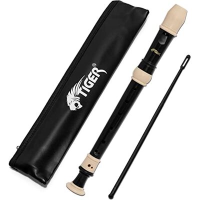 Tiger REC4-BK 3-delige sopraanblokfluit zwart Driedelige School & Beginners Recorder met tas, schoonmaakstaaf en Engels barokke vingerzetting Tiger REC4-BK 3-delige sopraanblokfluit zwart Driedelige School & Beginners Recorder met tas, schoonmaakstaaf en Engels barokke vingerzetting