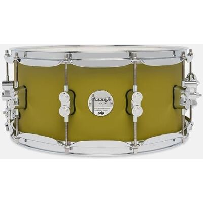 Pacific Drums PDP Concept Maple Snare Drum, 14" x 6.5", Satin Olive Pacific Drums PDP Concept Maple Snare Drum, 14" x 6.5", Satin Olive