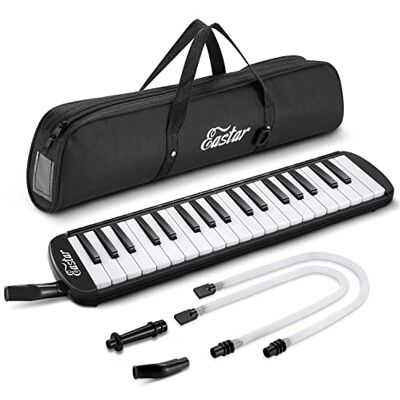 Eastar 37 toetsen Melodica Instrument, Sopraan Melodica Air Piano Keyboard Pianica met 2 zachte lange buizen, korte mondstukken, draagtas, zwart Eastar 37 toetsen Melodica Instrument, Sopraan Melodica Air Piano Keyboard Pianica met 2 zachte lange buizen, korte mondstukken, draagtas, zwart