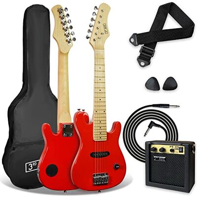 3rd Avenue 1/4 formaat elektrische gitaarpakket voor beginnende kinderen, 5W draagbare versterker, kabel, tas, plectrums en gitaarband rood 3rd Avenue 1/4 formaat elektrische gitaarpakket voor beginnende kinderen, 5W draagbare versterker, kabel, tas, plectrums en gitaarband rood