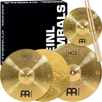 Meinl Percussion Meinl Cymbals Bekken Set Box Pack met 13" Hihats, 14" Crash, plus gratis 10" Splash, Sticks, lessen HCS Traditioneel Messing Made in Germany, 2 jaar garantie (HCS1314 Meinl Percussion Meinl Cymbals Bekken Set Box Pack met 13" Hihats, 14" Crash, plus gratis 10" Splash, Sticks, lessen HCS Traditioneel Messing Made in Germany, 2 jaar garantie (HCS1314