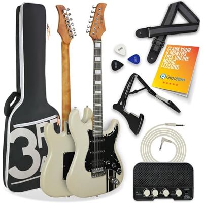 3rd Avenue Stateside Full Size 4/4 Ultieme Elektrische Gitaarset Met 5W Versterker, Kabel, Standaard, Gewatteerde Hoes, Riem, Plectrums, Gratis Lessen – Atlantic White 3rd Avenue Stateside Full Size 4/4 Ultieme Elektrische Gitaarset Met 5W Versterker, Kabel, Standaard, Gewatteerde Hoes, Riem, Plectrums, Gratis Lessen – Atlantic White