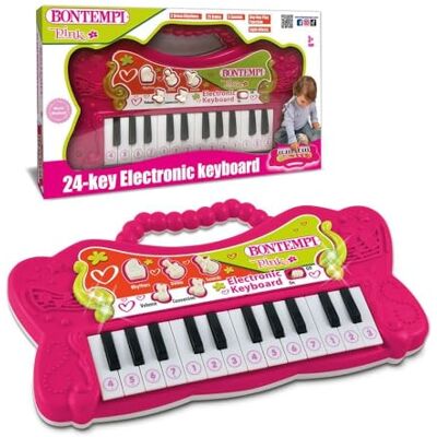 Bontempi Elektronisch Muzieklavier met 24 Toetsen, Licht en Geluid Met 25 nummers, 3 geluiden, 2 drumritmes en verlichting, Werkt op 2 batterijen van 1,5V R6/AA (niet inbegrepen) Bontempi Elektronisch Muzieklavier met 24 Toetsen, Licht en Geluid Met 25 nummers, 3 geluiden, 2 drumritmes en verlichting, Werkt op 2 batterijen van 1,5V R6/AA (niet inbegrepen)