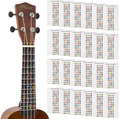 Tiger ukelele notenstickers kleurgecodeerde toetsstickers Voordeelpack met 24 stickers voor ukelele, ideaal voor scholen, lessen en beginnende spelers. Tiger ukelele notenstickers kleurgecodeerde toetsstickers Voordeelpack met 24 stickers voor ukelele, ideaal voor scholen, lessen en beginnende spelers.
