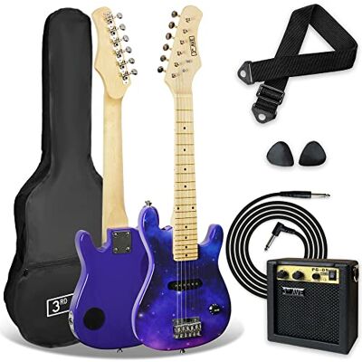 3rd Avenue 1/4 formaat elektrische gitaarpakket voor beginnende kinderen, 5W draagbare versterker, kabel, tas, plectrums en gitaarband paarse melkweg 3rd Avenue 1/4 formaat elektrische gitaarpakket voor beginnende kinderen, 5W draagbare versterker, kabel, tas, plectrums en gitaarband paarse melkweg
