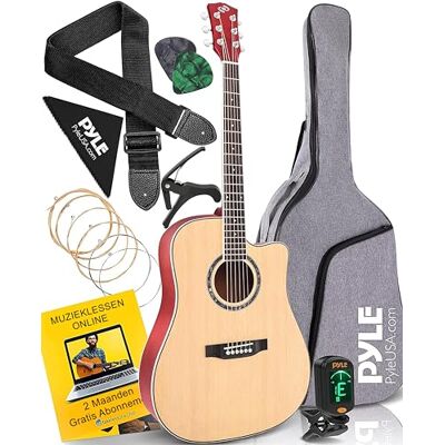 Pyle Akoestische Gitaar Volledige Maat Gitaar met Natuurlijke Matte Afwerking Voor Beginners, Volwassenen, Kinderen Rechtshandig Pyle Akoestische Gitaar Volledige Maat Gitaar met Natuurlijke Matte Afwerking Voor Beginners, Volwassenen, Kinderen Rechtshandig