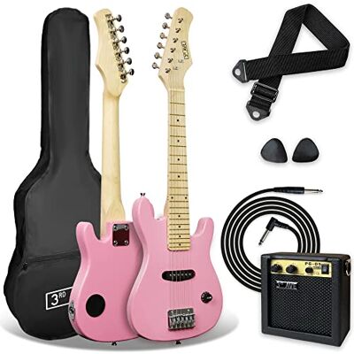 3rd Avenue 1/4 formaat elektrische gitaarpakket voor beginnende kinderen, 5W draagbare versterker, kabel, tas, plectrums en gitaarband roze 3rd Avenue 1/4 formaat elektrische gitaarpakket voor beginnende kinderen, 5W draagbare versterker, kabel, tas, plectrums en gitaarband roze