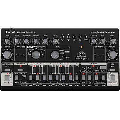 Behringer TD-3-BK Analoge synthesizer met VCO, VCF, 16-staps sequencer, bass line, vervormingseffecten en 16-stemmige poly chain Behringer TD-3-BK Analoge synthesizer met VCO, VCF, 16-staps sequencer, bass line, vervormingseffecten en 16-stemmige poly chain