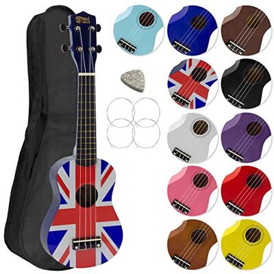 Mad About SU8 Sopraan Ukulele Union Jack met Gigbag Inclusief plectrum en reservesnaren. Carbon Black-snaren voor betere stemming, ideaal voor scholen en beginners. Mad About SU8 Sopraan Ukulele Union Jack met Gigbag Inclusief plectrum en reservesnaren. Carbon Black-snaren voor betere stemming, ideaal voor scholen en beginners.