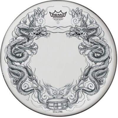REMO trommelvel Tattoo Skyn Powerstroke 3 Bassdrum 22" Tattoo Dragon Skyn wit PA-1322-TT-T06 REMO trommelvel Tattoo Skyn Powerstroke 3 Bassdrum 22" Tattoo Dragon Skyn wit PA-1322-TT-T06