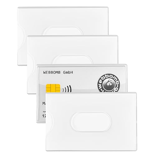 webbomb 4 x ID-kaarthoes met lange gaten, voor identiteitskaarten, bankkaarten, identiteitskaarten, creditcards, rijbewijs, transparant, 4 stuks, transparant, 96x63mm, ID-kaarthouder