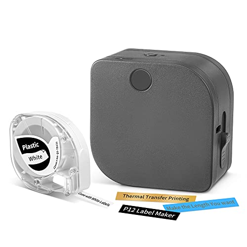 Phomemo P12 Bluetooth labelprinter, mini labelmaker etiketteringsapparaat, zelfklevend, thermische etiketteerapparaat, compatibel met iOS en Android, labelprinter voor thuis en op kantoor, mat zwart