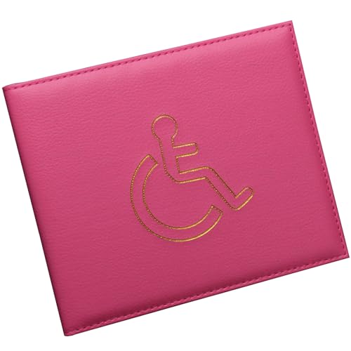 Valicaer PU lederen hoesje voor zware gehandicapten ID-kaart, gehandicaptenID en timerhouder, ID-kaarthouder, beschermhoes voor gehandicapten parkeerkaart, Disabled Badge Holder Wallet, rood, Compact
