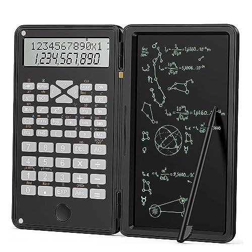 Cuifati Wetenschappelijke Rekenmachine met Notitieblok, 10 Cijfers LCD-scherm Calculator Calculator, Pocket Mute Multifunctionele Desktopcalculator voor Studenten, Middelbare School en (Zwart)