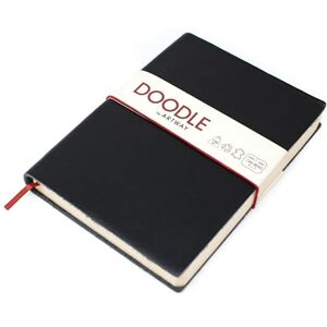 Artway Indigo Doodle Zwart Lederen Dagboek/Schetsboek 175mm x 125mm 164 zijden/82 Pagina's 150gsm Patroon papier Artway Indigo Doodle Zwart Lederen Dagboek/Schetsboek 175mm x 125mm 164 zijden/82 Pagina's 150gsm Patroon papier