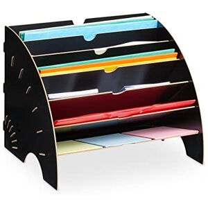 Relaxdays brievenbak, 6 vakken, A4, HxBxD: ca. 27 x 34 x 27 cm, kantoor & school, bureau organizer, mdf, zwart Relaxdays brievenbak, 6 vakken, A4, HxBxD: ca. 27 x 34 x 27 cm, kantoor & school, bureau organizer, mdf, zwart