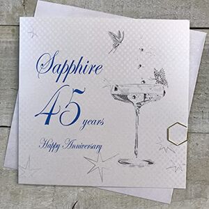 WHITE COTTON CARDS Wit Katoen Kaarten BD145C Coupe Glas "Happy Anniversary 'Sapphire' 45 jaar" Handgemaakte Anniversary Card, Wit WHITE COTTON CARDS Wit Katoen Kaarten BD145C Coupe Glas "Happy Anniversary 'Sapphire' 45 jaar" Handgemaakte Anniversary Card, Wit