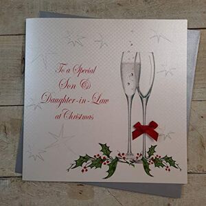 WHITE COTTON CARDS XC6 kerstkaart met opschrift "To a Special Son and Daughter In-Law At Christmas", handgemaakt, groot formaat, wit WHITE COTTON CARDS XC6 kerstkaart met opschrift "To a Special Son and Daughter In-Law At Christmas", handgemaakt, groot formaat, wit