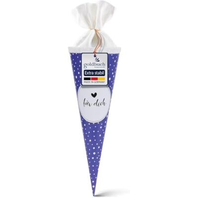 Goldbuch 93 215 Broerzak voor jou, schooltas met stippenpatroon, gelakt karton, geschenkverpakking met witte viltsluiting (zonder sluitband), suikerzak rond, lengte 35 cm, diameter 11,5 cm, blauw Goldbuch 93 215 Broerzak voor jou, schooltas met stippenpatroon, gelakt karton, geschenkverpakking met witte viltsluiting (zonder sluitband), suikerzak rond, lengte 35 cm, diameter 11,5 cm, blauw