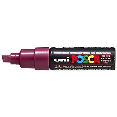 uni-ball POSCA Acrylmarker PC-8K wijnrood 8 mm wigpunt Marker met pigmentinkt op waterbasis, hoge dekkracht, voor vrijwel alle oppervlakken, verwisselbare punt uni-ball POSCA Acrylmarker PC-8K wijnrood 8 mm wigpunt Marker met pigmentinkt op waterbasis, hoge dekkracht, voor vrijwel alle oppervlakken, verwisselbare punt