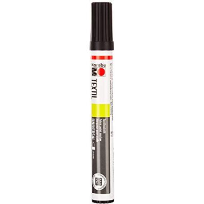 Marabu 01170003073 textielverf zwart 073, lijndikte ca. 2-4 mm, textielstift voor lichte stoffen, op waterbasis, zachte grip, wasbaar tot 60 °C, lichtecht, eenvoudig te gebruiken Marabu 01170003073 textielverf zwart 073, lijndikte ca. 2-4 mm, textielstift voor lichte stoffen, op waterbasis, zachte grip, wasbaar tot 60 °C, lichtecht, eenvoudig te gebruiken