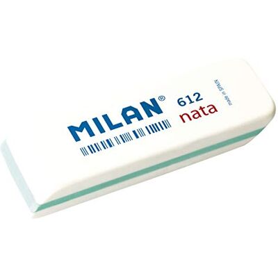 MILAN Caja 12 gomas de plást. calidad NATA bisel, blanca y color en sandwich MILAN Caja 12 gomas de plást. calidad NATA bisel, blanca y color en sandwich
