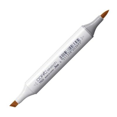 Copic Sketch Marker type YR 23, Yellow Ochre, professionele brush marker, op alcoholbasis, met een Super Brush punt en een Medium Broad punt. Copic Sketch Marker type YR 23, Yellow Ochre, professionele brush marker, op alcoholbasis, met een Super Brush punt en een Medium Broad punt.
