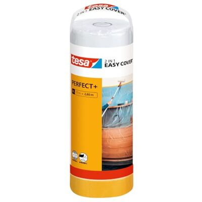tesa Easy Cover Perfect+ Refill M Afplaktape met Folie 33 m x 1,4 m Washi-afplaktape en schildersfolie voor het afplakken en afdekken bij schilderwerk 2-in-1-set met afplaktape en afdekfolie tesa Easy Cover Perfect+ Refill M Afplaktape met Folie 33 m x 1,4 m Washi-afplaktape en schildersfolie voor het afplakken en afdekken bij schilderwerk 2-in-1-set met afplaktape en afdekfolie