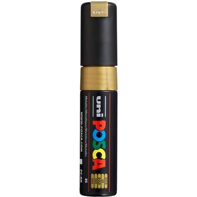 POSCA Acrylmarker PC-8K met brede wigvormige punt, goud Markeerstift met een 8 mm wigvormige punt voor vrijwel alle oppervlakken POSCA Acrylmarker PC-8K met brede wigvormige punt, goud Markeerstift met een 8 mm wigvormige punt voor vrijwel alle oppervlakken