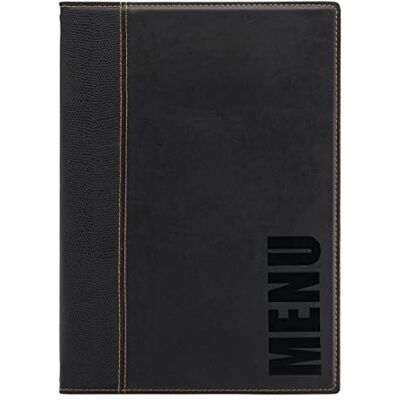 SECURIT Trendy Range A4 Menuhouder met 1 dubbel inzetstuk, zwart 1 stevige, dubbelzijdige inlegger = 4 DIN A4-pagina's, mogelijkheid om extra inlegstukken toe te voegen, PU-kunstleer SECURIT Trendy Range A4 Menuhouder met 1 dubbel inzetstuk, zwart 1 stevige, dubbelzijdige inlegger = 4 DIN A4-pagina's, mogelijkheid om extra inlegstukken toe te voegen, PU-kunstleer