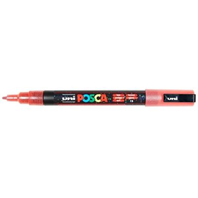 POSCA Acrylmarker PC-3M met fijne ronde punt, glitter, rood Markeerstift met ronde punt van 0,9-1,3 mm voor vrijwel alle oppervlakken POSCA Acrylmarker PC-3M met fijne ronde punt, glitter, rood Markeerstift met ronde punt van 0,9-1,3 mm voor vrijwel alle oppervlakken