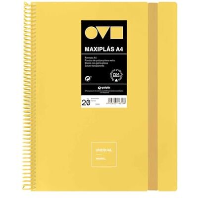 Grafoplás Grafoplas A4-kunststof hoezen, 20 transparante inzetstukken, stijve polyfoam omslag, robuust en ultralicht, geel, pvc-spiraal, minimale omslag, perfect voor documenten Grafoplás Grafoplas A4-kunststof hoezen, 20 transparante inzetstukken, stijve polyfoam omslag, robuust en ultralicht, geel, pvc-spiraal, minimale omslag, perfect voor documenten