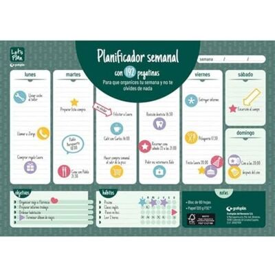 Grafoplás Grafoplas a3 weekplanner groen papier Grafoplás Grafoplas a3 weekplanner groen papier