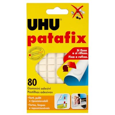 UHU Patafix 41710 Verwijderbaar zelfklevend rubber, Wit, pak van 80 rubberen pads UHU Patafix 41710 Verwijderbaar zelfklevend rubber, Wit, pak van 80 rubberen pads