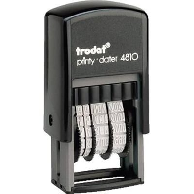 Trodat Printy 4810 Datumstempel, maand in letters, 3,8 mm, Duits, opdrukkleur zwart, 20 x 4 mm Trodat Printy 4810 Datumstempel, maand in letters, 3,8 mm, Duits, opdrukkleur zwart, 20 x 4 mm