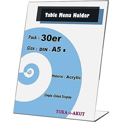 TUKA-i-AKUT 30X A5 acryl displaystandaards tekenhouder, doorzichtige tafelbladportrethouder, bureaumenuhouder, kaarthouder, fotolijst en advertentielijst, enkelzijdige informatiestandaard, TUKA-i-AKUT 30X A5 acryl displaystandaards tekenhouder, doorzichtige tafelbladportrethouder, bureaumenuhouder, kaarthouder, fotolijst en advertentielijst, enkelzijdige informatiestandaard,