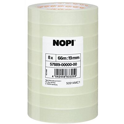 tesa NOPI Tape 66 m x 19 mm 8 Rollen Transparant Duurzame en robuuste tape met een goede kleefkracht multifunctioneel en gemakkelijk af te rollen tesa NOPI Tape 66 m x 19 mm 8 Rollen Transparant Duurzame en robuuste tape met een goede kleefkracht multifunctioneel en gemakkelijk af te rollen