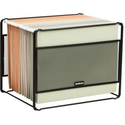 Mind Reader Opknoping File Folder Organizer, Desktop Organizer, Opslag, Kantoor, Metalen Mesh, 13" L x 9,7" B x 9,25" H, Zwart Mind Reader Opknoping File Folder Organizer, Desktop Organizer, Opslag, Kantoor, Metalen Mesh, 13" L x 9,7" B x 9,25" H, Zwart