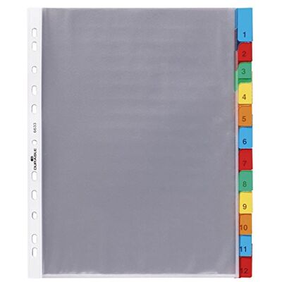 Durable 663319 Tabbladen voor showtassen A4 12 stuks, transparant met gekleurde tabs, met gekleurde tabbladen. Durable 663319 Tabbladen voor showtassen A4 12 stuks, transparant met gekleurde tabs, met gekleurde tabbladen.