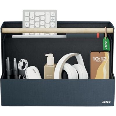 Leitz Stoffen Draagbare Bureau-organizer Met Handgreep Opvouwbare Hotdesk Tas Met Vier Vakken en Beschermende, Gerecyclede Materialen 38 x 19 x 26cm Leitz Stoffen Draagbare Bureau-organizer Met Handgreep Opvouwbare Hotdesk Tas Met Vier Vakken en Beschermende, Gerecyclede Materialen 38 x 19 x 26cm