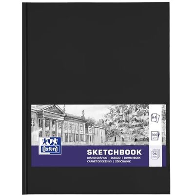 Oxford Schetsboek A4 hardcover met draadbinding gebonden, 192 pagina's, 100g papier, zwart, 1 stuk Oxford Schetsboek A4 hardcover met draadbinding gebonden, 192 pagina's, 100g papier, zwart, 1 stuk