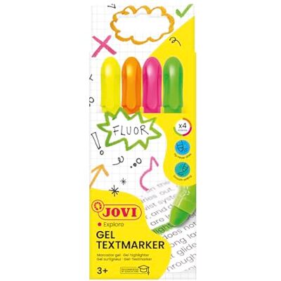 Jovi !NEON Gel Marker, Etui met 4 sticks markeerstiften, Diverse kleuren, Droogt niet uit, Vlekt niet uit bij het schrijven en loopt niet door papier, Glutenvrij, (1810) Jovi !NEON Gel Marker, Etui met 4 sticks markeerstiften, Diverse kleuren, Droogt niet uit, Vlekt niet uit bij het schrijven en loopt niet door papier, Glutenvrij, (1810)