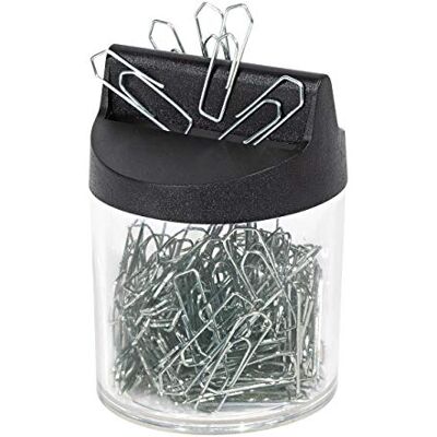 WEDO 2705154 paperclipdispenser (met magneet rond gevuld, 125 paperclips) zilver/transparant Single Spender Zilveren klemmen WEDO 2705154 paperclipdispenser (met magneet rond gevuld, 125 paperclips) zilver/transparant Single Spender Zilveren klemmen