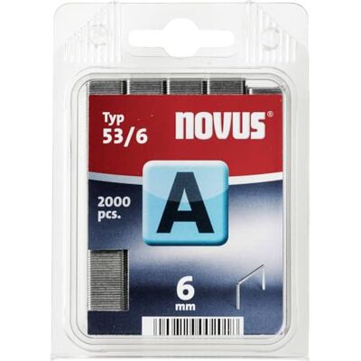 Novus Fijndraadklemmen 6 mm, 2000 nietjes van het type A53/6, bevestiging van stoffen, textiel, houten latten, draad Novus Fijndraadklemmen 6 mm, 2000 nietjes van het type A53/6, bevestiging van stoffen, textiel, houten latten, draad