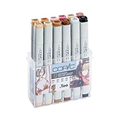 Copic Classic Marker Set van 12 "Portrait Colours", professionele layout markers op alcoholbasis met een medium en een fijne punt. Copic Classic Marker Set van 12 "Portrait Colours", professionele layout markers op alcoholbasis met een medium en een fijne punt.