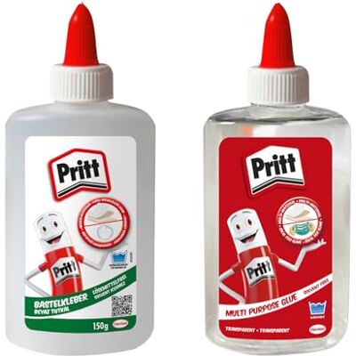 Pritt -lijmset, universele lijm 150 g & knutsel150 g, sneldrogende, witte vloeibare voor school & kantoor Pritt -lijmset, universele lijm 150 g & knutsel150 g, sneldrogende, witte vloeibare voor school & kantoor