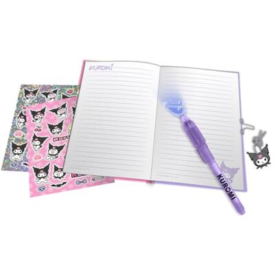 Kids Licensing Geheim dagboek van Kuromi met onzichtbare magische pen en Sanrio-licht, notitieboek met slot voor meisjes Kids Licensing Geheim dagboek van Kuromi met onzichtbare magische pen en Sanrio-licht, notitieboek met slot voor meisjes