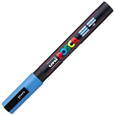 uni-ball POSCA Acrylmarker PC-3M met fijne ronde punt, hemelsblauw Markeerstift met ronde punt van 0,9-1,3 mm voor vrijwel alle oppervlakken uni-ball POSCA Acrylmarker PC-3M met fijne ronde punt, hemelsblauw Markeerstift met ronde punt van 0,9-1,3 mm voor vrijwel alle oppervlakken